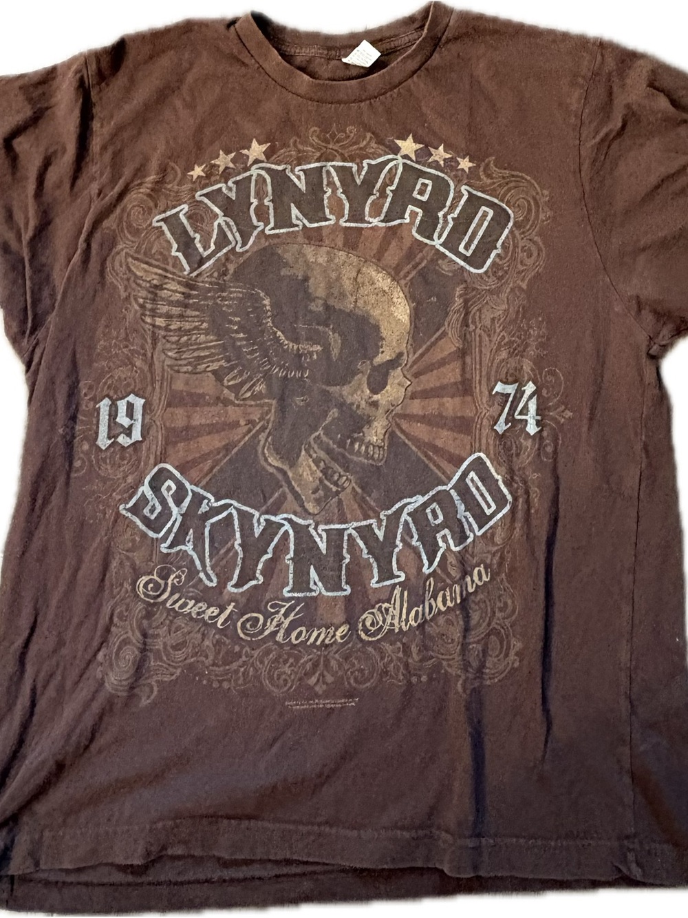Anvil Brown 2009 Lynyrd Skynyrd Graphic Tee Fly On Liquid Blue